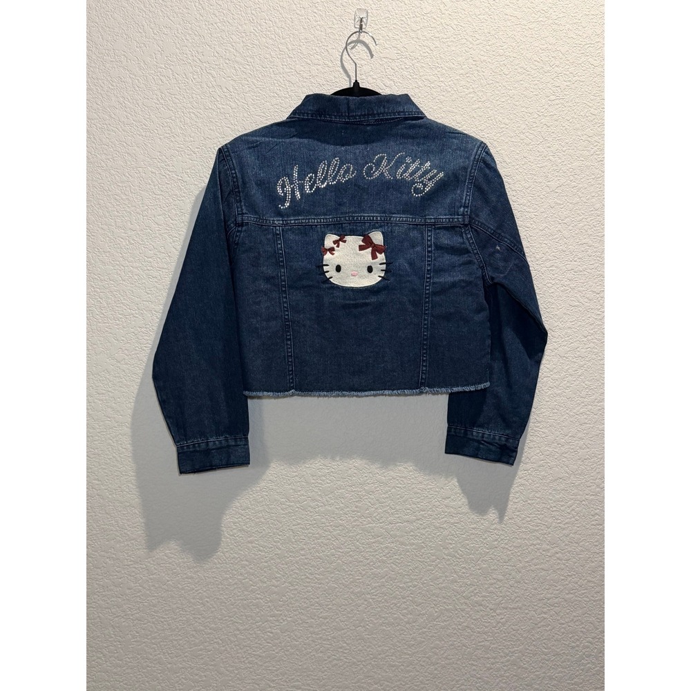 The Children's Place Kids Hello Kitty Denim Jacket Dark Wash XL 14 - Picture 2 of 3